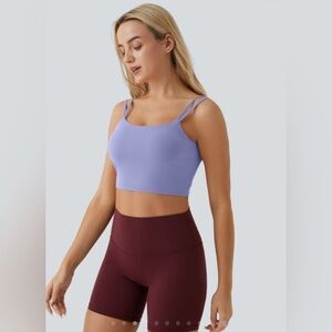 NEW Halara Double Straps Backless Twisted Cropped Yoga Tank Top